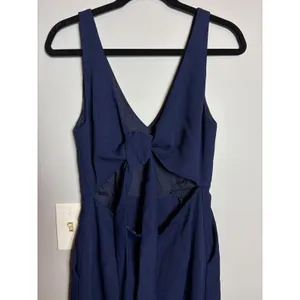 Wilfred Aritzia écoulement Navy Blue V-Neck Tie Back Wide Leg Jumpsuit thumbnail 5