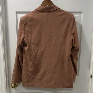 Abercrombie & Fitch Women’s Relaxed Fit Linen Single Button Blazer Sz M Brown thumbnail 4