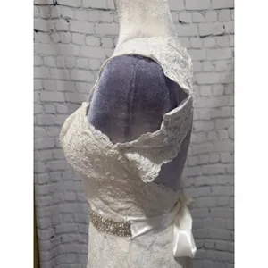 NWT David’s Bridal Ivory Cap Sleeve Lace Trumpet Wedding Dress Size 2 - $599 thumbnail 7