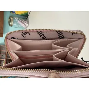 Juicy Couture Overstated Pink Gothic Logo Zip Around Wallet Heart Charm‎ NWT thumbnail 8