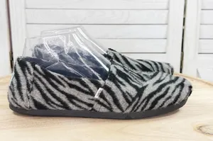 TOMS Alpargata Fuzzy Zebra Slip On Flats Grey Black Size 8 thumbnail 1