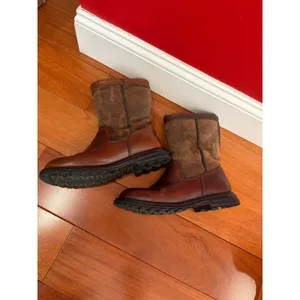 UGG Sunburst Tall Boots Womens Brown Leather Suede‎ Shearling Lined 8 thumbnail 4