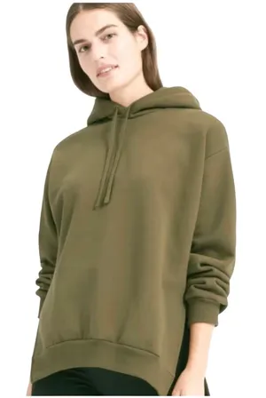 EVERLANE Women’s The French Terry Side Slit Army Green Pull On Hoodie thumbnail 1