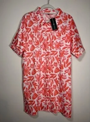 MICHELLE MCDOWELL Dani Shirt Dress NEW Orange Pink‎ Floral Button Front Resort thumbnail 1