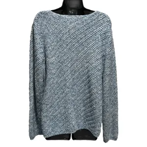 Fashion Bug Sweater Long Sleeve Size XL‎ Chunky Knit Blue/White Boat Neck thumbnail 4