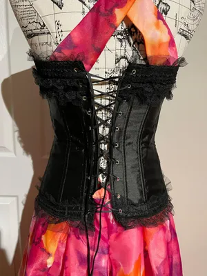 Vintage Corset cinched waister lace goth rave shape wear thumbnail 4