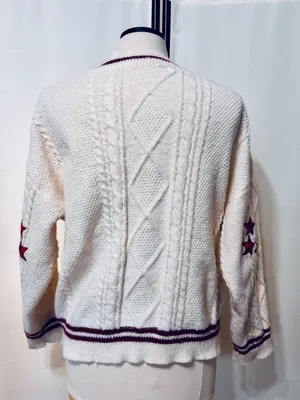 Taylor Swift Inspired Folklore Sweater Women Cardigan Small Cable Knit Stars red thumbnail 8