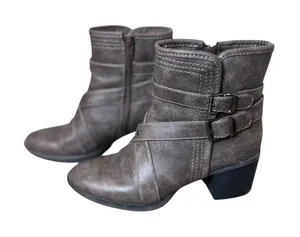 Natural Soul by Naturalizer Zela‎ Gray Ankle Boots Women's Size 6M Moto Combat thumbnail 1