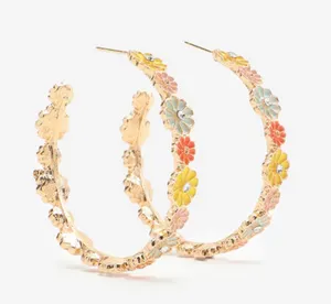 SimplyBeautyful Colorful Daisy Hoop Earrings….New thumbnail 1