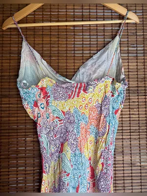 Vintage Floral Boho Handkerchief Hem Midi Dress Medium thumbnail 7
