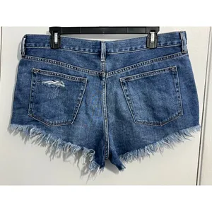 Free People Cut Off Jean Shorts Size 30 High Rise Button Fly Distressed Festival thumbnail 3