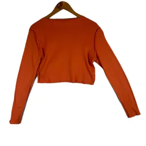 Urban Outfitters Eternal Lovers Tiger Long Sleeve Crop‎ Top Orange Large Y2K thumbnail 2