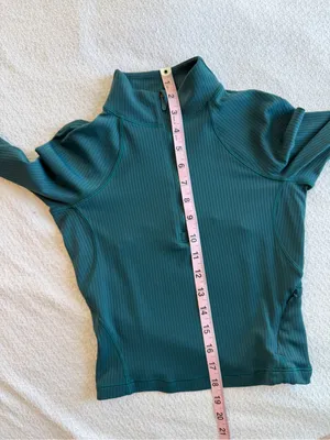 Lululemon Its Rulu Run Ribbed Cropped Half Zip Sweatshirt 2 Storm Teal thumbnail 8