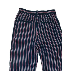 ANTHROPOLOGIE Striped Silky Tie Joggers in Black/Red‎ sz small thumbnail 11