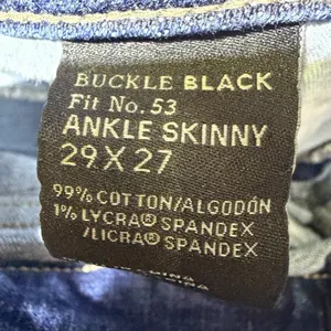 Buckle Black Fit No 53 Womens 29x27 Ankle Skinny Jeans Raw Hem Blue Stretch thumbnail 8