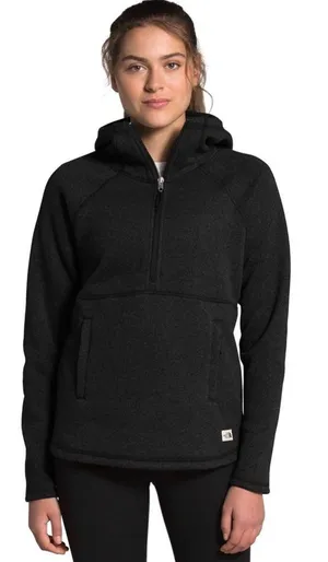 The North Face Black Crescent Hooded Half Zip Fleece Lined Pullover Medium thumbnail 1