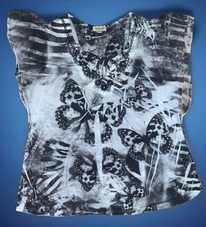 One World "Live & Let Live" Butterfly Flutter Top – Size XL thumbnail 1