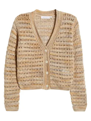 Marled Open Stitch Cardigan All in Favor Beige Tan Size Small thumbnail 7