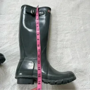 Hunter Original Gloss Tall Gray Rain Boots Size 5M 6F US. 37 thumbnail 11