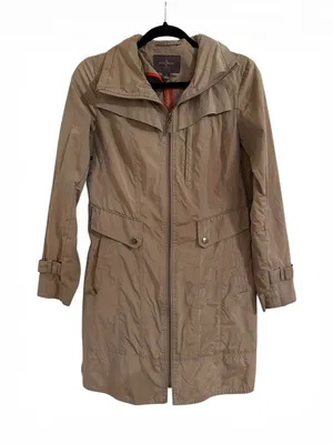 Cole Haan Signature Women's Khaki Tan Lightweight Zip-Up Trench Coat Jacket S thumbnail 1