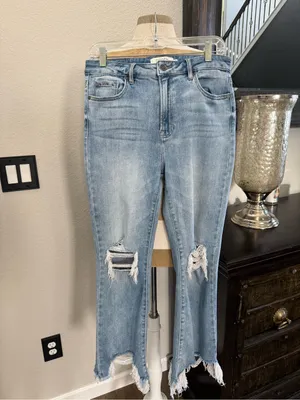 Hidden Happi Cropped Flare Stretch Jean boho festival denim distressed 29 thumbnail 2