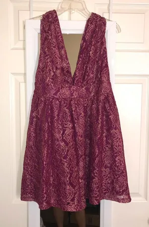 Red/Pink Lace Mini Dress thumbnail 1