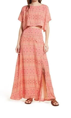 FREE PEOPLE Marion 2 piece Skirt Top Set 4 pink maxi thumbnail 1
