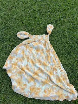 ASTR The Label Floral Off Shoulder Midi Dress Orange Yellow Size M Romantic🌼 thumbnail 11