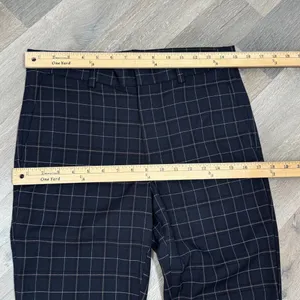 H&M Windowpane Plaid Cuff Hem‎ Skinny Fit Trouser Pants Blue Tan Size 29 thumbnail 11