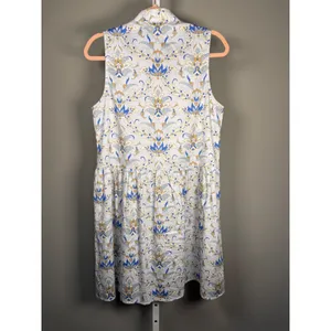 Tuckernuck Blue White Floral Shirt Dress Sleeveless Preppy‎ Resort M thumbnail 12