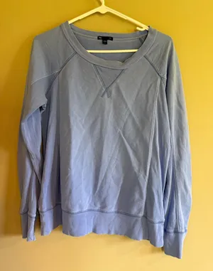 Gap Womens‎ Blue Raglan Sleeve Crewneck Sweatshirt Size S Exposed Seam Detail thumbnail 1