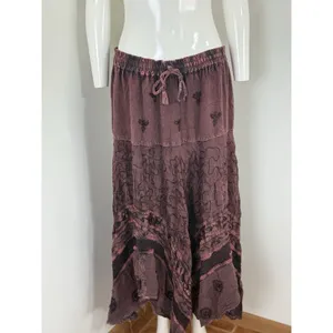 Womens Skirt Free Size Brown Boho Forest Fairy Hippie Floral Festival Maxi Flowy thumbnail 5
