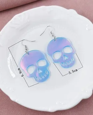 SheIn holographic skull earrings thumbnail 2