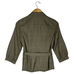 Banana Republic Blazer Womens 4 Wool Belted 3 Button 3/4 Sleeve Career Brown thumbnail 2