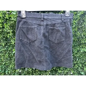 Brandy‎ Melville Black Corduroy Mini Skirt XXS XS High Waisted A-Line 24 Waist thumbnail 3