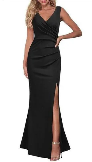 NEW WOOSEA Sleeveless V Neck Split Evening Cocktail Long Dress S thumbnail 1