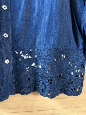 Alfred Dunner Chambray Button-Front 2-piece Layered Shirt thumbnail 3