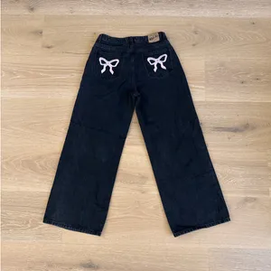 White Fox Jeans Wide Leg Mid Rise About A Girl Size S Black Pink thumbnail 4