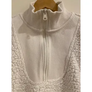 Aerie Fuzzy Fluffy Soft Pullover Warm Quarter Zip Sweater Cream Women's Small thumbnail 4