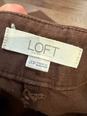 Loft Women’s Brown Relaxed-Leg Pants in 00 Petite - C31-049 thumbnail 6