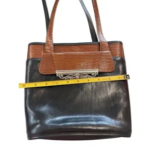 Brighton Black & Brown Leather Shoulder Bag With Heart‎ Charm Accent thumbnail 6