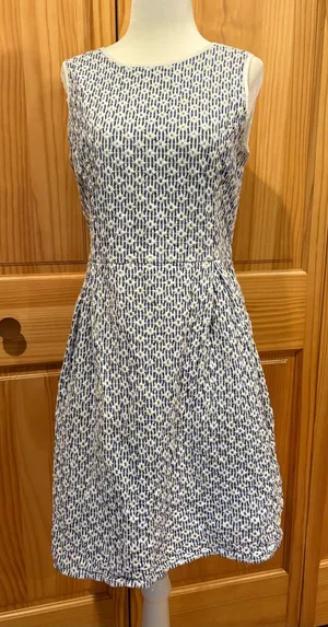 Brooks Brothers Broderie Anglaise Mini Dress Blue White Eyelet Embroidered Sz 10 thumbnail 1