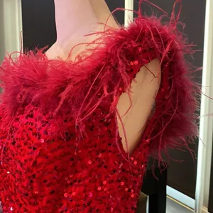 Women’s Pink Short Feather & Sequin One Shoulder Prom Party Dress Size 14 *READ thumbnail 4