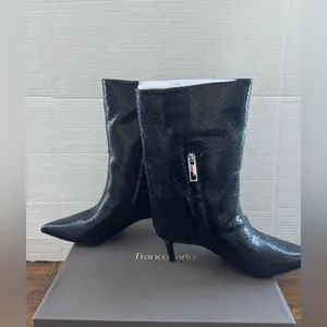 Franco Sarto Alberta Bootie In Black Snake Print Faux Leather ankle boots 6 thumbnail 4