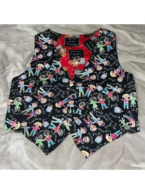 Vintage Reversible Vest Teacher Dogs Cats cottagecore granny farmhouse handmade thumbnail 8