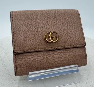 GUCCI GG Marmont dusty rose pebbled leather trifold compact Wallet thumbnail 1