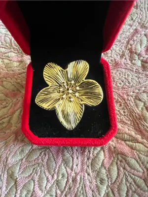 Gold Floral Statement Ring - Women Jewelry Ring Size 7 thumbnail 3