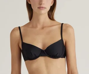 NWT Quince Black Italian Demi Underwire Bikini Top Medium thumbnail 1