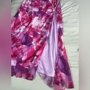 Lulus‎ Positively Serene Magenta Floral Cowl Neck Tie-Strap Maxi Dress Size M thumbnail 9