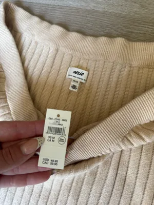 Aerie Off-the-Shoulder Ribbed Cream Sweater NWT! thumbnail 3